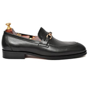 Mens black crust leather formal loafer shoe, business & casual party wear - Feetique Footwea